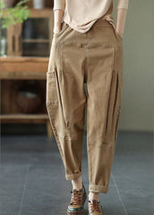 Organic Khaki Loose Pockets Harem Fall Pants GK-LPTS211019
