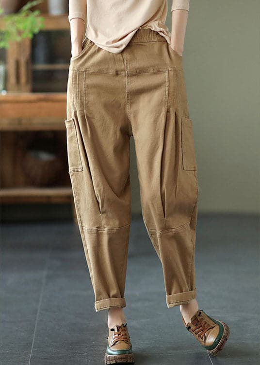 Organic Khaki Loose Pockets Harem Fall Pants GK-LPTS211019