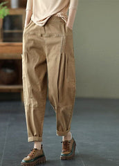 Organic Khaki Loose Pockets Harem Fall Pants GK-LPTS211019
