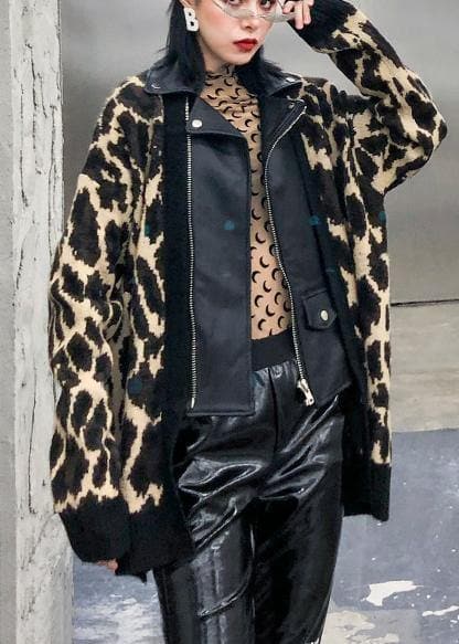 Organic Leopard Fashion Coats Women Cotton lapel zippered outwear AT-NCT191113