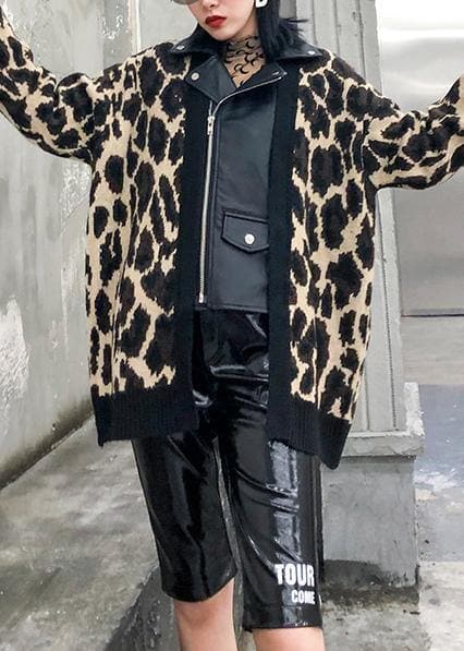 Organic Leopard Fashion Coats Women Cotton lapel zippered outwear AT-NCT191113