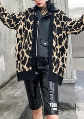 Organic Leopard Fashion Coats Women Cotton lapel zippered outwear AT-NCT191113