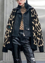 Organic Leopard Fashion Coats Women Cotton lapel zippered outwear AT-NCT191113