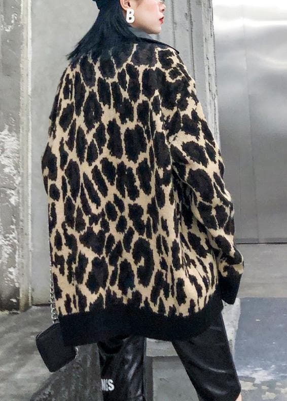 Organic Leopard Fashion Coats Women Cotton lapel zippered outwear AT-NCT191113