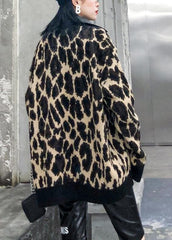 Organic Leopard Fashion Coats Women Cotton lapel zippered outwear AT-NCT191113
