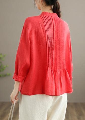 Organic White Linen Shirt Tunics Women Ramie Blouse LTP210203