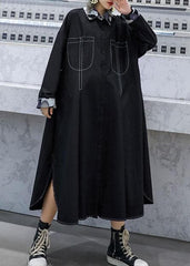 Organic black Fashion coats women blouses Fabrics side open fall coats AT-TCT190923