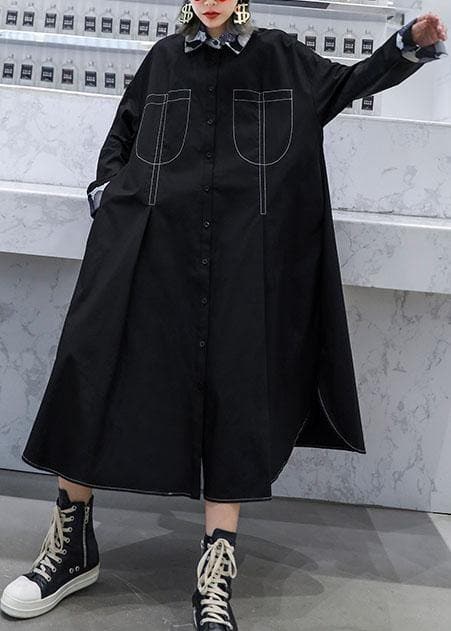 Organic black Fashion coats women blouses Fabrics side open fall coats AT-TCT190923