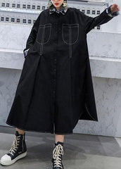 Organic black Fashion coats women blouses Fabrics side open fall coats AT-TCT190923