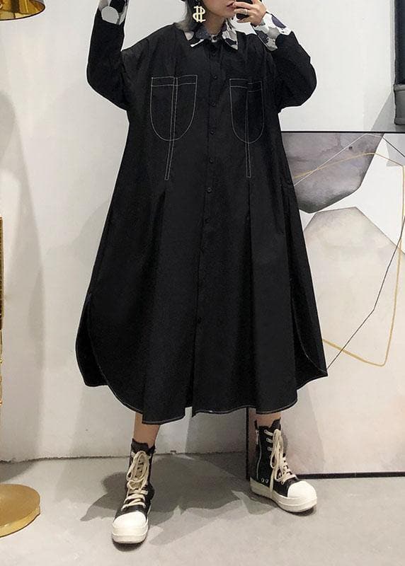 Organic black Fashion coats women blouses Fabrics side open fall coats AT-TCT190923