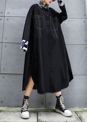 Organic black Fashion coats women blouses Fabrics side open fall coats AT-TCT190923