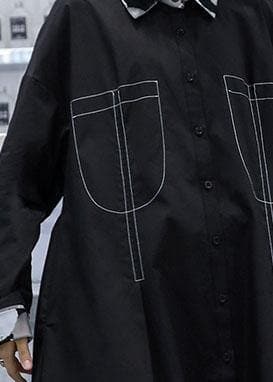 Organic black Fashion coats women blouses Fabrics side open fall coats AT-TCT190923