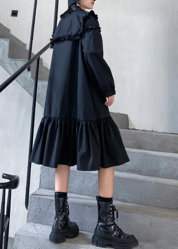 Organic black cotton clothes shirt Art ruffles Dress AT-FDM200120