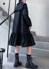 Organic black cotton clothes shirt Art ruffles Dress AT-FDM200120