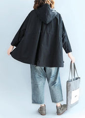 Organic black hooded Fine clothes Sleeve zippered fall short coats CTS191011