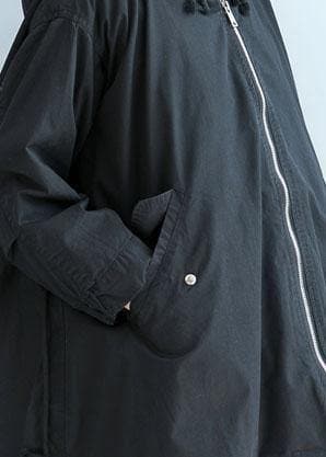 Organic black hooded Fine clothes Sleeve zippered fall short coats CTS191011