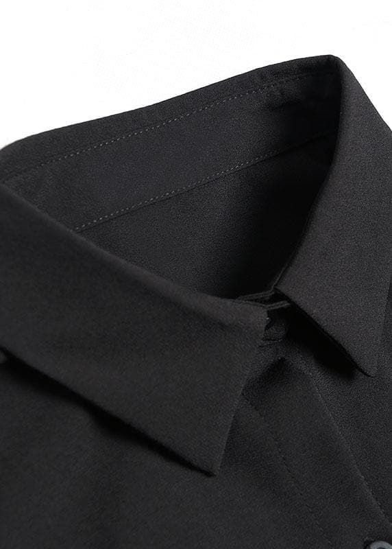 Organic black striped cotton clothes Women lapel Button Art Dresses AT-FDL191120