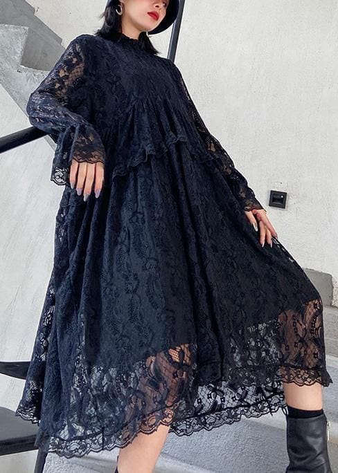 Organic lace Ruffles quilting clothes Photography black Dresses AT-FDL200909