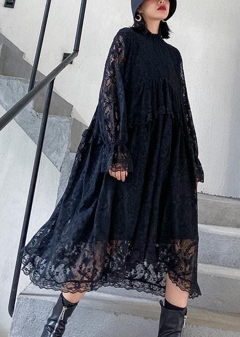 Organic lace Ruffles quilting clothes Photography black Dresses AT-FDL200909