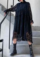 Organic lace Ruffles quilting clothes Photography black Dresses AT-FDL200909