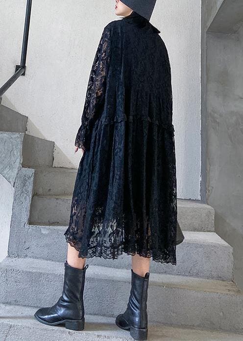 Organic lace Ruffles quilting clothes Photography black Dresses AT-FDL200909