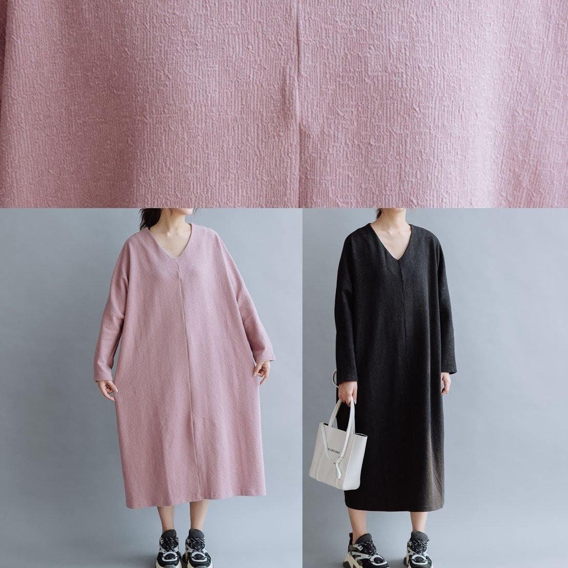 Organic v neck cotton dresses Fashion Ideas black Dresses fall FDL191011