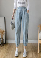 Organic Spring Casual Pants Slim Denim Blue Fashion Ideas Elastic Waist Pants LPTS200613