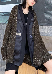 Oversize knit outwear fall fashion chocolate patchwork pockets knitted outwear AT-CDG201014