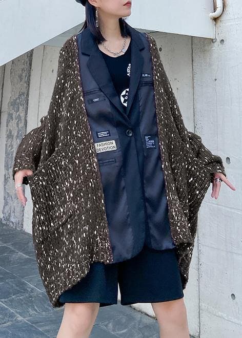 Oversize knit outwear fall fashion chocolate patchwork pockets knitted outwear AT-CDG201014