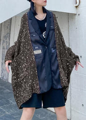 Oversize knit outwear fall fashion chocolate patchwork pockets knitted outwear AT-CDG201014