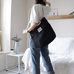Oversized Beautiful Casual Patchwork Large black Canvas Shoulder Bag BGS200801