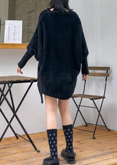 Oversized prints black knitted blouse oversize v neck knitted clothes AT-NTP191101