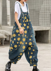 Plus Size Blue smile Print Patchwork Pockets Denim Jumpsuit Sleeveless JDML-JPTS220330