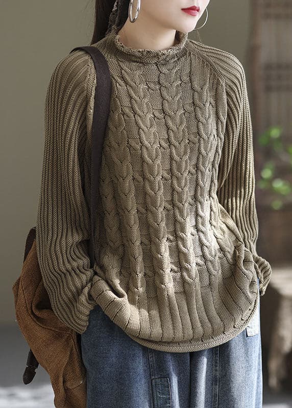Plus Size Coffee Loose cozy Knit Sweater Winter GK-NTP220111