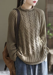 Plus Size Coffee Loose cozy Knit Sweater Winter GK-NTP220111