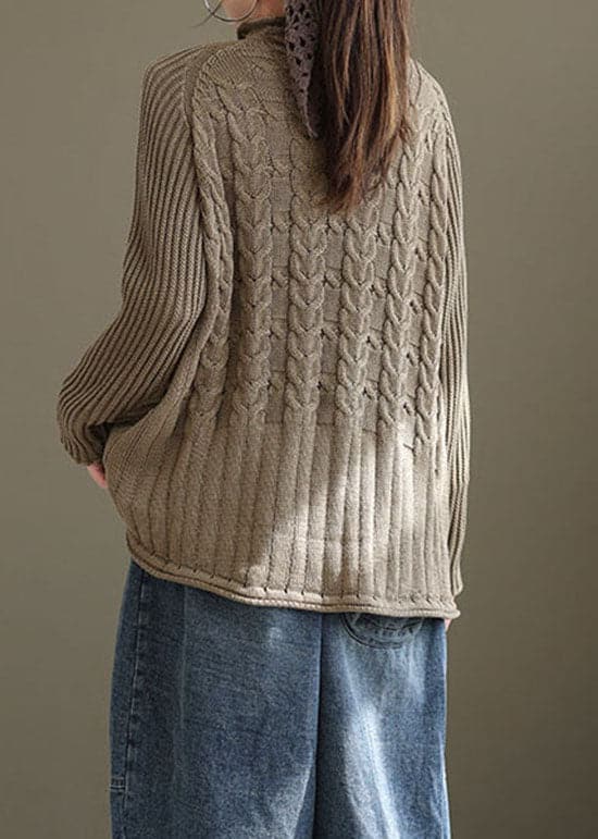 Plus Size Coffee Loose cozy Knit Sweater Winter GK-NTP220111