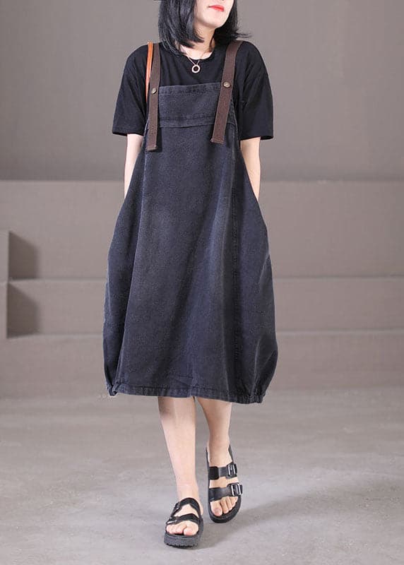 Plus Size Denim Blue Original Design Cotton Strap Long Dresses Summer WG-SDL220630