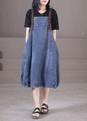 Plus Size Denim Blue Original Design Cotton Strap Long Dresses Summer WG-SDL220630