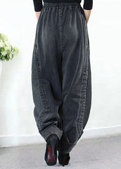 Plus Size Grey Pockets Patchwork Harem Fall Denim Pants MZ-LPTS211022