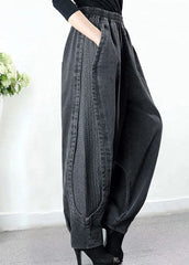 Plus Size Grey Pockets Patchwork Harem Fall Denim Pants MZ-LPTS211022