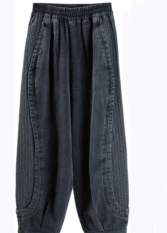 Plus Size Grey Pockets Patchwork Harem Fall Denim Pants MZ-LPTS211022