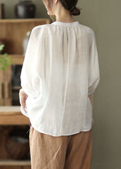 Plus Size Purple Embroideried Loose Fall Three Quarter sleeve Top GK-HTP211019