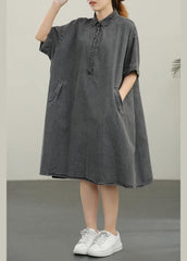Polo Collar Thin Denim Dress For Women In Summer WG-SDL210520