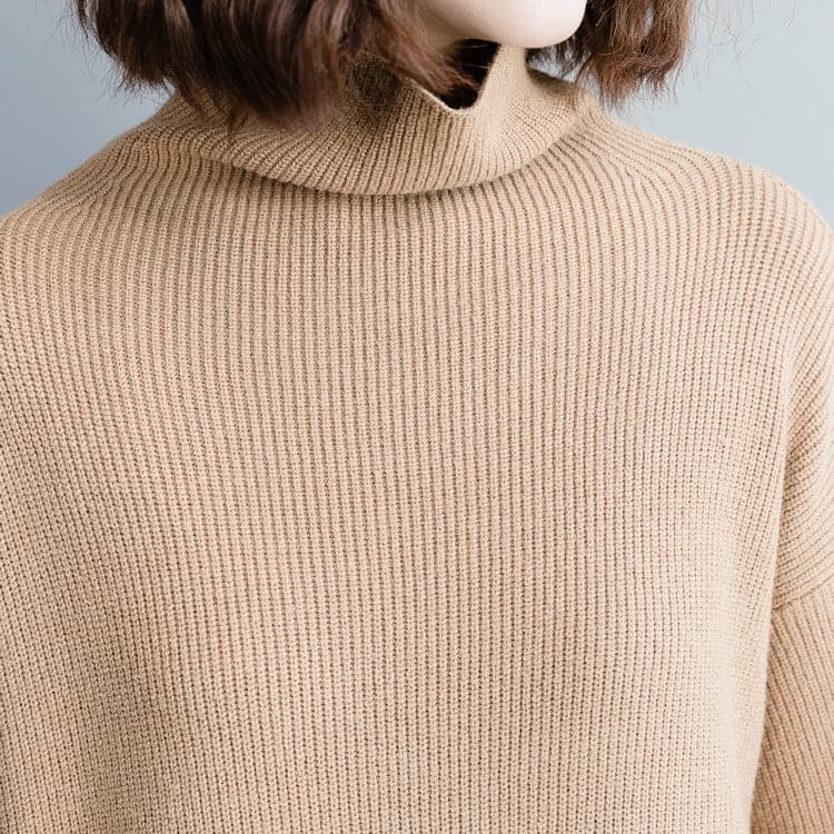 Pullover khaki Sweater dress outfit Moda Hipster high neck baggy knit dress NSD181220
