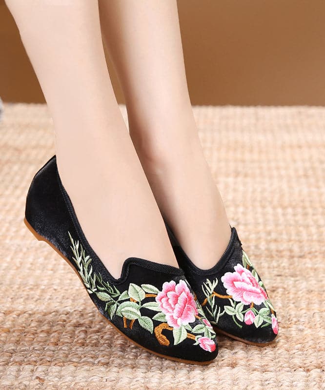 Purple Red Flats Velour Fabric Unique Embroideried Pointed Toe Flat Shoes BX-XZ-PDX20220401
