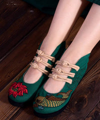 Red Embroideried Asymmetrical Design Buckle Strap Ballet Flats Shoes SHOE-PDX220328