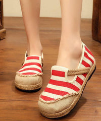 Red Striped Patchwork Flat Feet Shoes PDX210630-220630