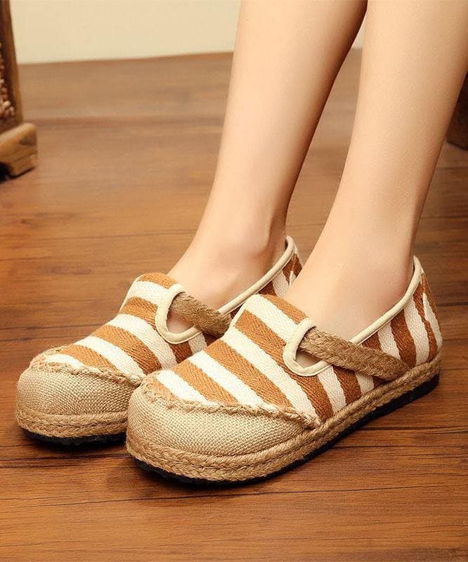 Red Striped Patchwork Flat Feet Shoes PDX210630-220630