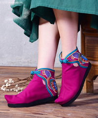 Retro Buckle Strap Flat Shoes Pink Cotton Fabric Embroideried Splicing Flats BX-PDX220407