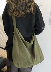 Retro Green Solid Canvas Satchel Handbag BGS211231